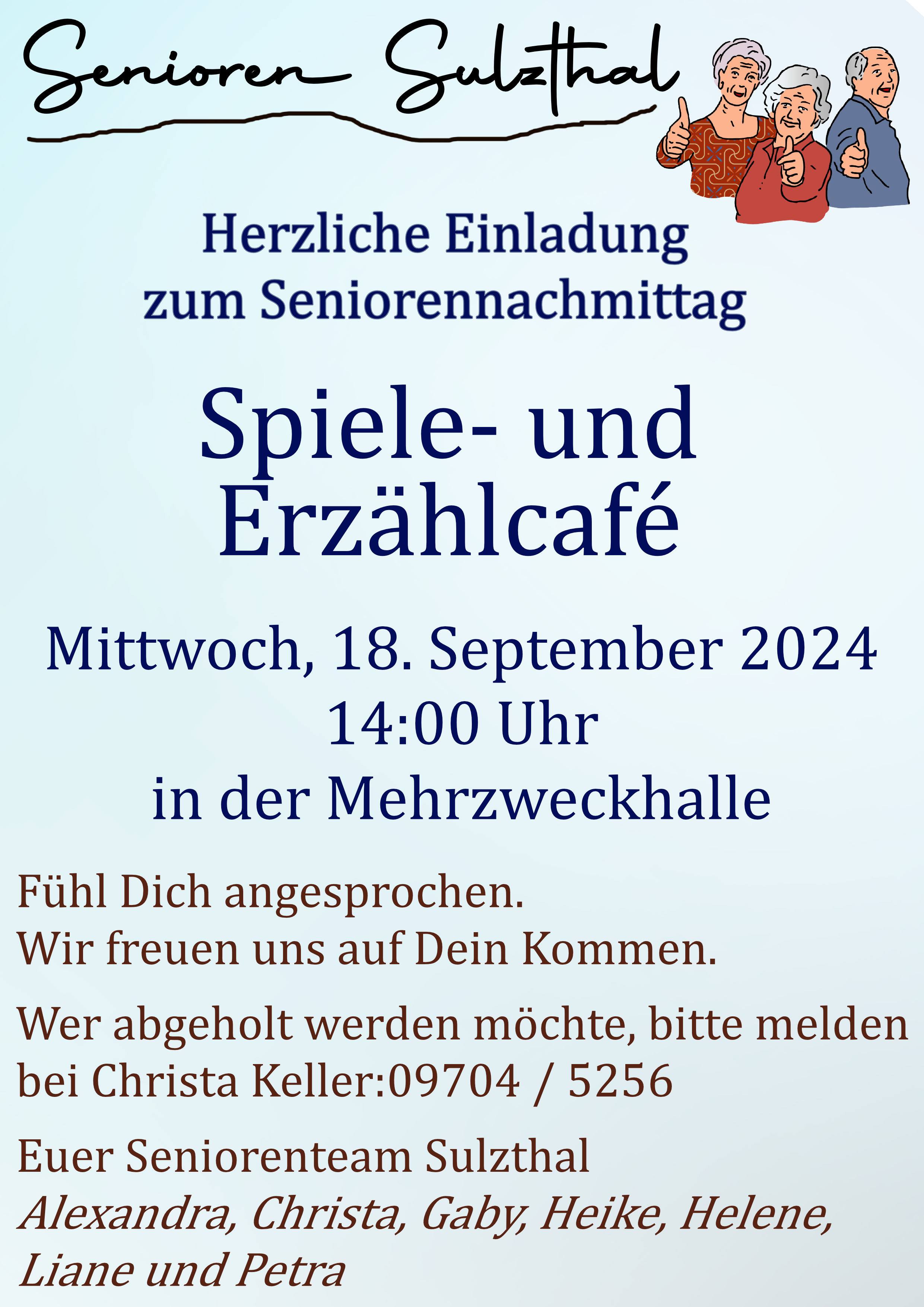 Senioren Sulzthal 2024 09 18 Erzählcafe