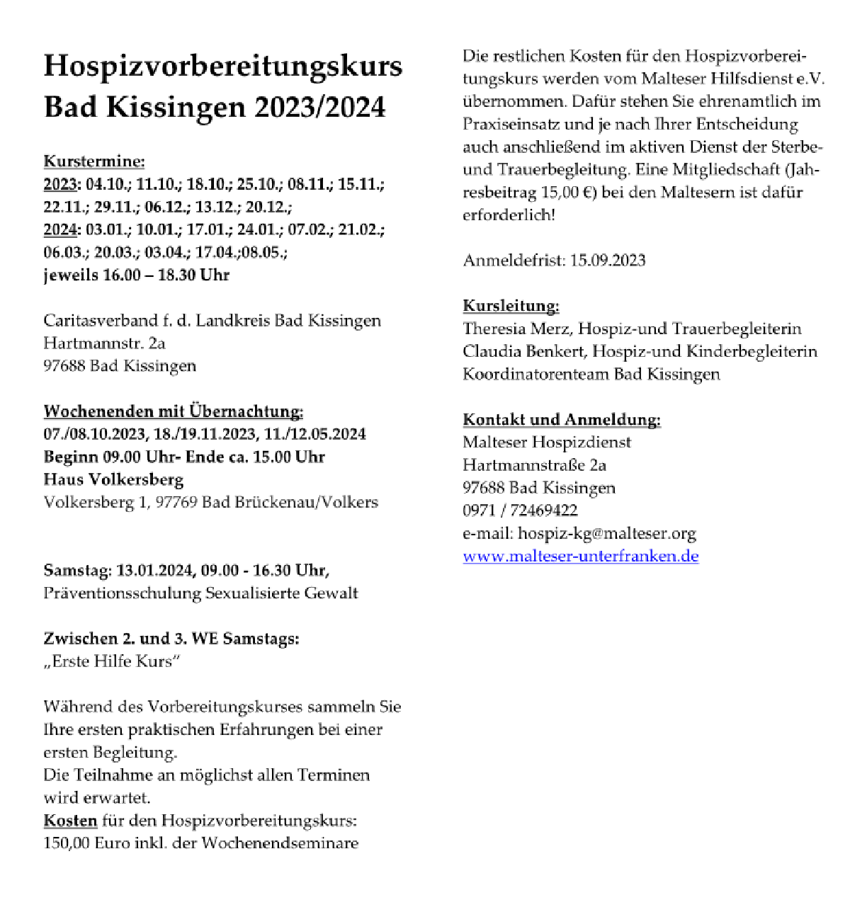 Veranstaltung 2023 10 Hospizkurs Bad Kissingen Einleger